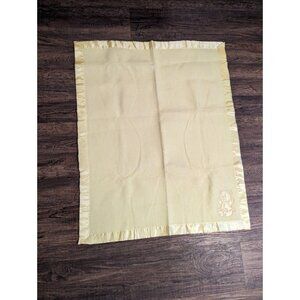 Baby Blanket Satin Trim Yellow Bear Plush Lovey Cute 36x44 Nursery Bedtime